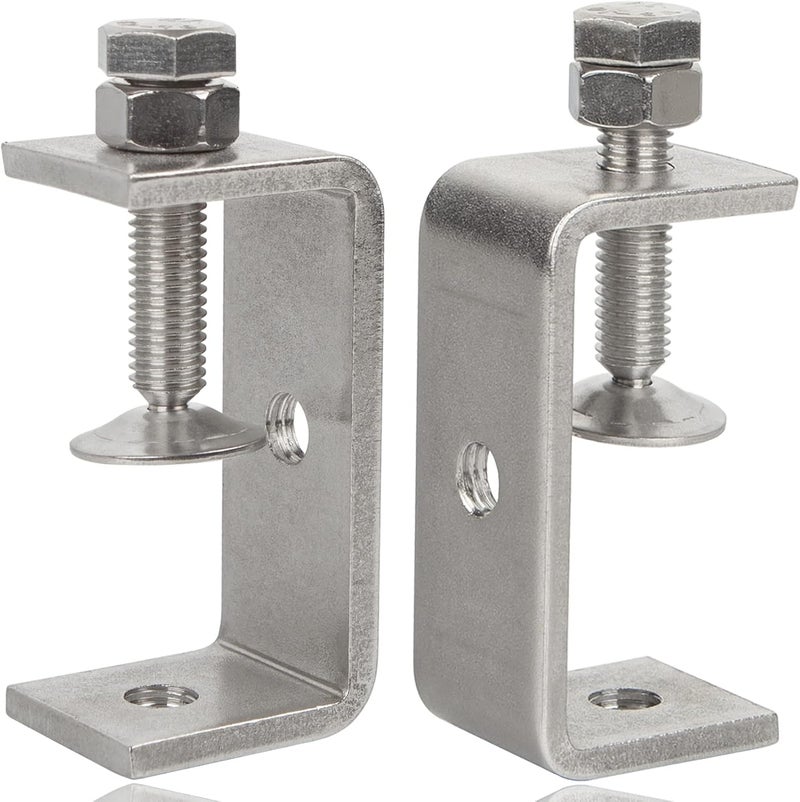 foxwake Heavy Duty Stainless Steel C Clamps 2 1/2 Inch for WoodWorking, Small U Clamps for Mounting, Mini Desk Clamps with Stable Wide Jaw Opening & Protective Pads/I-Beam Design (2pcs) - Image 1